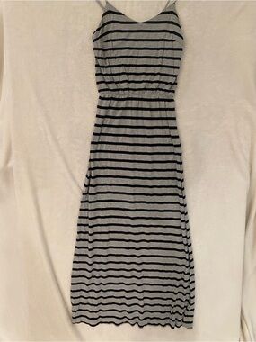The Gap Striped Spaghetti Strap Maxi Dress in Gray and Black